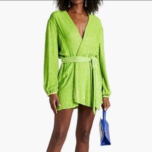 NWT Retrofete Gabrielle Vibrant Green Wrap Dress size XS